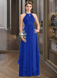 Ashly A-Line Scoop Neck Floor-Length Chiffon Bridesmaid Dress With Ruffle STAP0013133