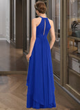 Ashly A-Line Scoop Neck Floor-Length Chiffon Bridesmaid Dress With Ruffle STAP0013133