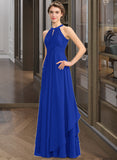 Ashly A-Line Scoop Neck Floor-Length Chiffon Bridesmaid Dress With Ruffle STAP0013133