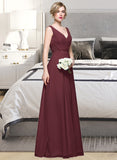 Jada A-Line V-neck Floor-Length Chiffon Bridesmaid Dress With Ruffle Lace Beading Sequins STAP0013136