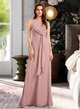 Joslyn A-Line Floor-Length Bridesmaid Dress With Bow(s) STAP0013139