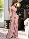 Joslyn A-Line Floor-Length Bridesmaid Dress With Bow(s) STAP0013139