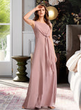 Joslyn A-Line Floor-Length Bridesmaid Dress With Bow(s) STAP0013139