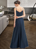 Dania A-Line V-neck Floor-Length Bridesmaid Dress With Split Front Pockets STAP0013142