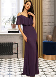 Kate Sheath/Column Off-the-Shoulder Floor-Length Chiffon Bridesmaid Dress With Split Front STAP0013144