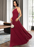 Anabel A-Line Scoop Neck Square Neckline Floor-Length Chiffon Bridesmaid Dress STAP0013146