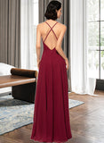 Anabel A-Line Scoop Neck Square Neckline Floor-Length Chiffon Bridesmaid Dress STAP0013146