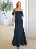 Cheyenne Sheath/Column Off-the-Shoulder Floor-Length Bridesmaid Dress With Ruffle Beading STAP0013149