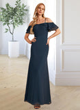 Cheyenne Sheath/Column Off-the-Shoulder Floor-Length Bridesmaid Dress With Ruffle Beading STAP0013149