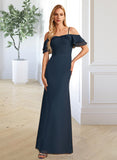 Cheyenne Sheath/Column Off-the-Shoulder Floor-Length Bridesmaid Dress With Ruffle Beading STAP0013149