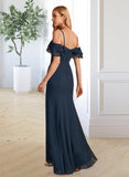 Cheyenne Sheath/Column Off-the-Shoulder Floor-Length Bridesmaid Dress With Ruffle Beading STAP0013149