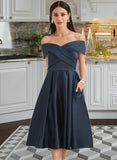 Leia A-Line Off-the-Shoulder Knee-Length Bridesmaid Dress With Pockets STAP0013150