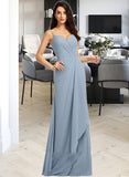 Nathaly Sheath/Column V-neck Floor-Length Bridesmaid Dress STAP0013152