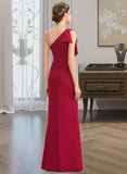 Milagros Sheath/Column One-Shoulder Floor-Length Stretch Crepe Bridesmaid Dress With Split Front STAP0013153