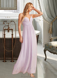 Taniya A-Line V-neck Floor-Length Bridesmaid Dress With Ruffle STAP0013154