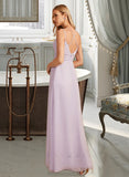 Taniya A-Line V-neck Floor-Length Bridesmaid Dress With Ruffle STAP0013154