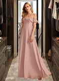 Krystal A-Line Off-the-Shoulder Floor-Length Bridesmaid Dress With Ruffle STAP0013156