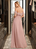 Krystal A-Line Off-the-Shoulder Floor-Length Bridesmaid Dress With Ruffle STAP0013156