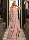 Krystal A-Line Off-the-Shoulder Floor-Length Bridesmaid Dress With Ruffle STAP0013156