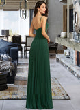 Hilda A-Line V-neck Floor-Length Bridesmaid Dress With Pleated STAP0013159