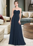 Shannon A-Line Sweetheart Floor-Length Chiffon Lace Bridesmaid Dress With Ruffle STAP0013163