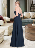 Shannon A-Line Sweetheart Floor-Length Chiffon Lace Bridesmaid Dress With Ruffle STAP0013163