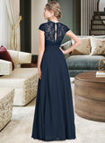 Shannon A-Line Sweetheart Floor-Length Chiffon Lace Bridesmaid Dress With Ruffle STAP0013163