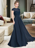 Shannon A-Line Sweetheart Floor-Length Chiffon Lace Bridesmaid Dress With Ruffle STAP0013163