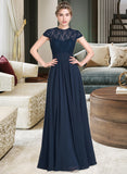 Shannon A-Line Sweetheart Floor-Length Chiffon Lace Bridesmaid Dress With Ruffle STAP0013163