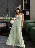 Jaylah A-Line V-neck Floor-Length Bridesmaid Dress With Ruffle STAP0013164