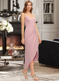 Sara Sheath/Column V-neck Asymmetrical Stretch Crepe Bridesmaid Dress STAP0013167