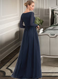 Saniyah A-Line V-neck Floor-Length Chiffon Bridesmaid Dress With Split Front STAP0013169