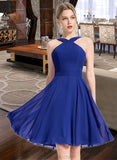 Karen A-line V-Neck Knee-Length Chiffon Bridesmaid Dress STAP0013170