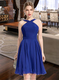 Karen A-line V-Neck Knee-Length Chiffon Bridesmaid Dress STAP0013170