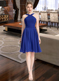 Karen A-line V-Neck Knee-Length Chiffon Bridesmaid Dress STAP0013170