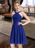 Karen A-line V-Neck Knee-Length Chiffon Bridesmaid Dress STAP0013170