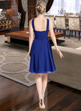 Karen A-line V-Neck Knee-Length Chiffon Bridesmaid Dress STAP0013170