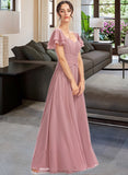 Evelyn A-Line Square Neckline Floor-Length Bridesmaid Dress With Ruffle Cascading Ruffles STAP0013172