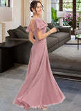 Evelyn A-Line Square Neckline Floor-Length Bridesmaid Dress With Ruffle Cascading Ruffles STAP0013172