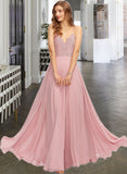 EmeryPiper A-Line V-neck Floor-Length Chiffon Bridesmaid Dress STAP0013173