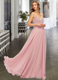 EmeryPiper A-Line V-neck Floor-Length Chiffon Bridesmaid Dress STAP0013173