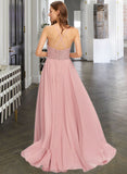 EmeryPiper A-Line V-neck Floor-Length Chiffon Bridesmaid Dress STAP0013173