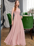 Julie A-Line V-neck Floor-Length Chiffon Bridesmaid Dress With Ruffle STAP0013174