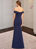 Katharine Trumpet/Mermaid Off-the-Shoulder Floor-Length Stretch Crepe Bridesmaid Dress With Split Front STAP0013175