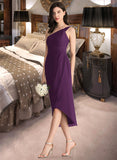 Lucille Sheath/Column One-Shoulder Asymmetrical Chiffon Bridesmaid Dress With Ruffle STAP0013176