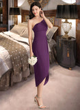 Lucille Sheath/Column One-Shoulder Asymmetrical Chiffon Bridesmaid Dress With Ruffle STAP0013176