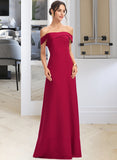 Renata Sheath/Column Off-the-Shoulder Floor-Length Bridesmaid Dress With Ruffle STAP0013177