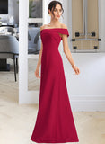 Renata Sheath/Column Off-the-Shoulder Floor-Length Bridesmaid Dress With Ruffle STAP0013177