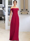 Renata Sheath/Column Off-the-Shoulder Floor-Length Bridesmaid Dress With Ruffle STAP0013177