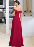 Renata Sheath/Column Off-the-Shoulder Floor-Length Bridesmaid Dress With Ruffle STAP0013177